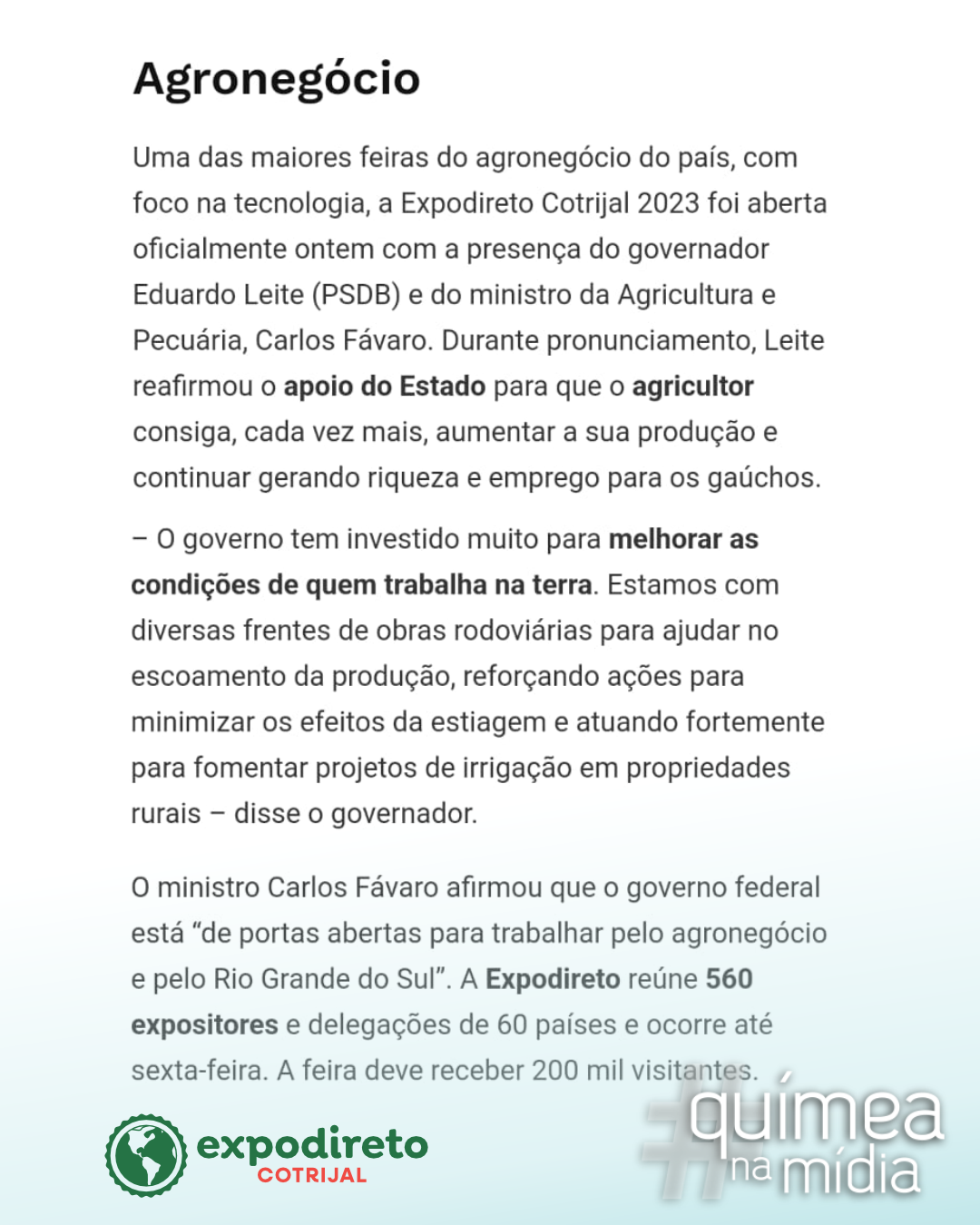 Químea e Orlla Energia são destaques em matéria do jornal Diário de Santa Maria